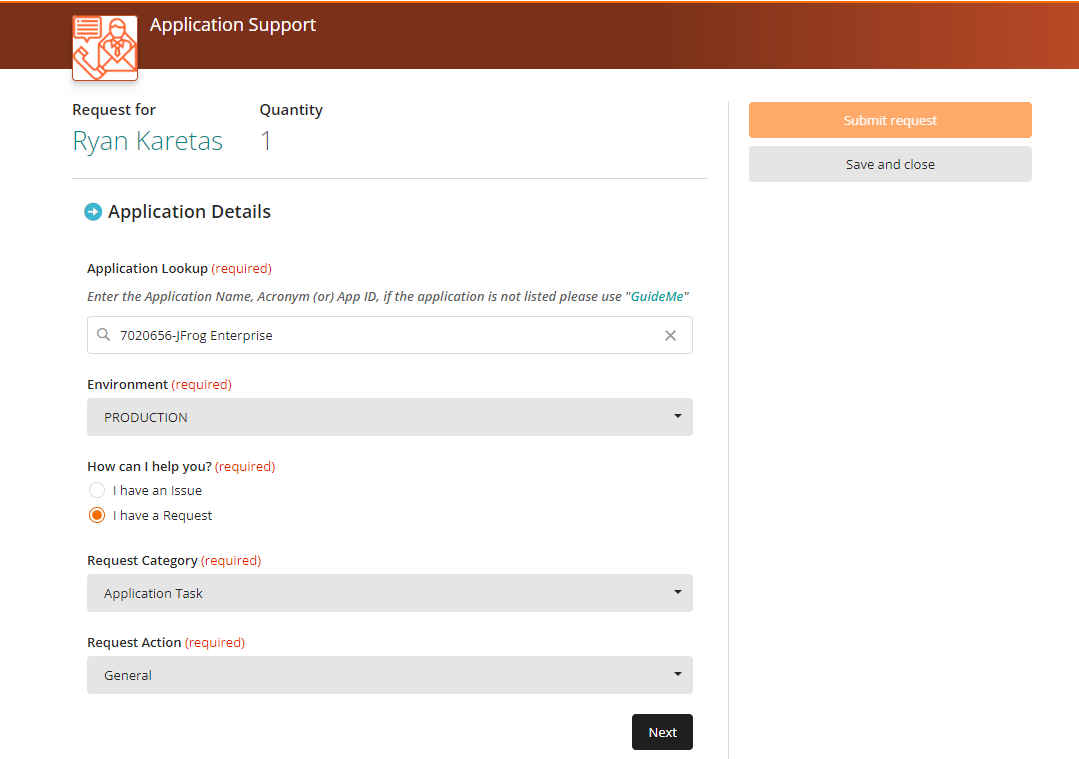 JFrog Platform IT Connect Request